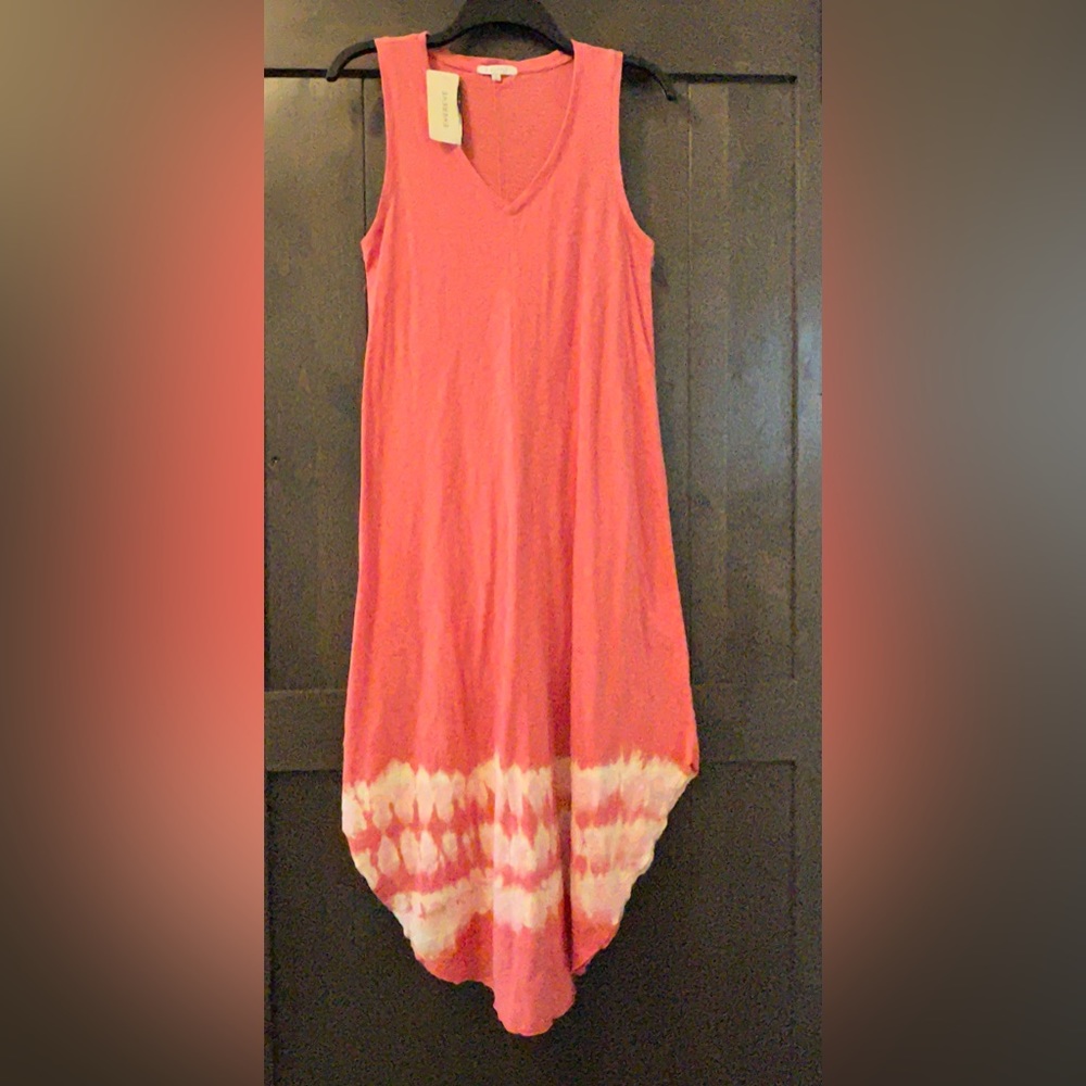 Maxi Sundress /Pink-Coral Color/Tie-Dye. SZ S  Lightweight Cotton. NWT Evereve